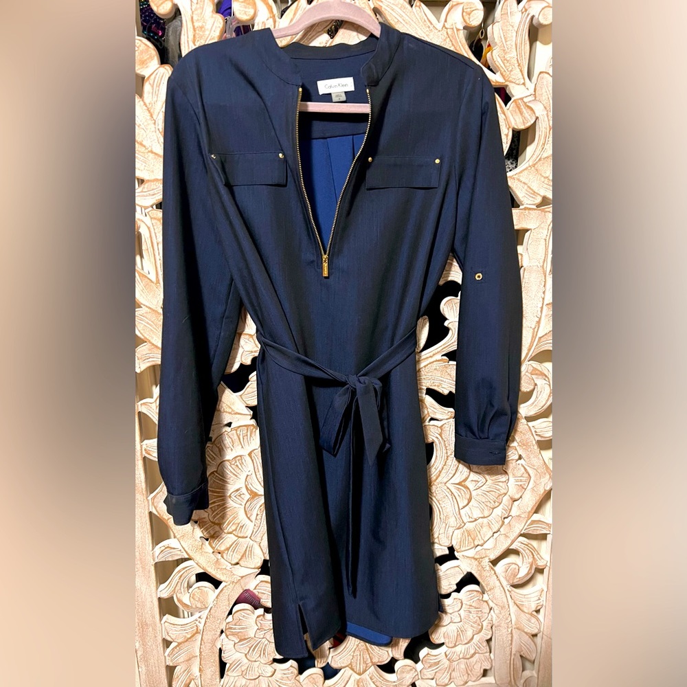 EUC Calvin Klein Belted Tunic/Shirt Dress Sz 8